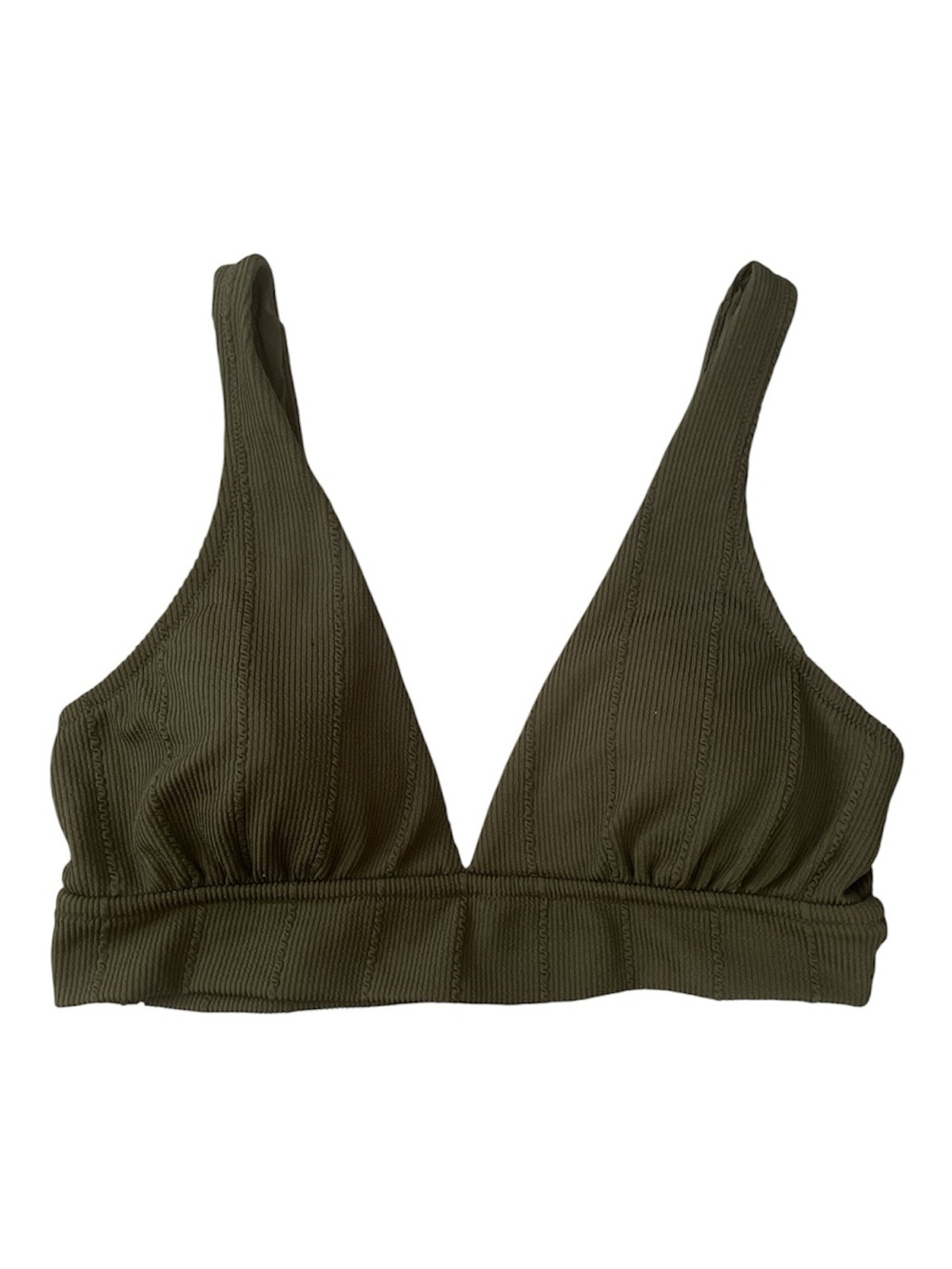 aerie Olive Ribbed Triangle Bikini Top